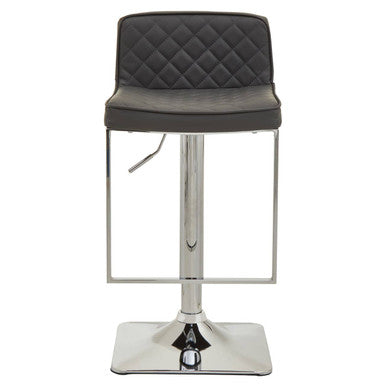 Orsina Baina Dark Grey PU Leather Swivel Bar Stool with Chrome Base