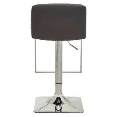 Orsina Baina Dark Grey PU Leather Swivel Bar Stool with Chrome Base