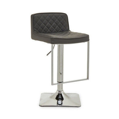 Orsina Baina Dark Grey PU Leather Swivel Bar Stool with Chrome Base