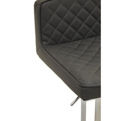 Orsina Baina Dark Grey PU Leather Swivel Bar Stool with Chrome Base