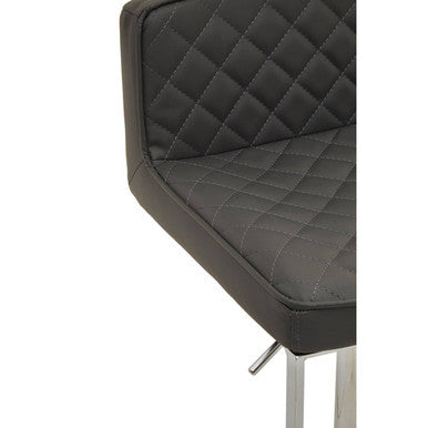 Orsina Baina Dark Grey PU Leather Swivel Bar Stool with Chrome Base