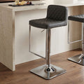 Orsina Baina Dark Grey PU Leather Swivel Bar Stool with Chrome Base