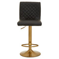 Orsina Baina Black PU Leather Swivel Bar Stool with Gold Round Base