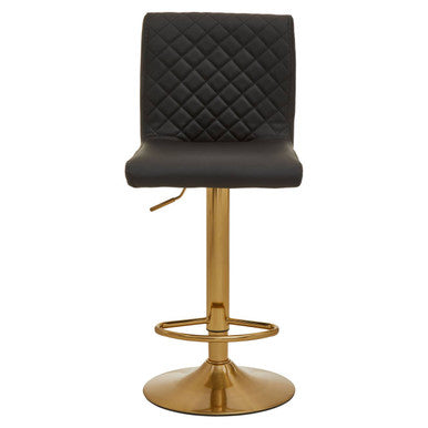 Orsina Baina Black PU Leather Swivel Bar Stool with Gold Round Base