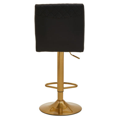 Orsina Baina Black PU Leather Swivel Bar Stool with Gold Round Base