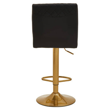 Orsina Baina Black PU Leather Swivel Bar Stool with Gold Round Base