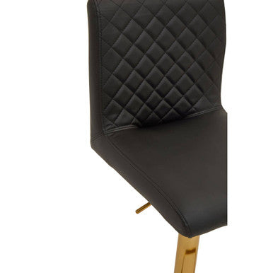 Orsina Baina Black PU Leather Swivel Bar Stool with Gold Round Base