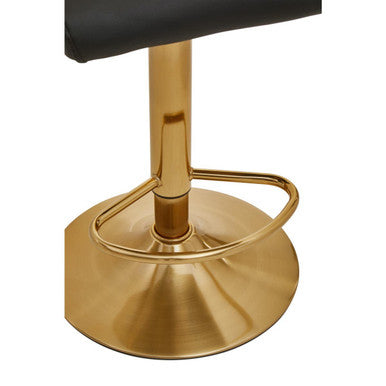 Orsina Baina Black PU Leather Swivel Bar Stool with Gold Round Base