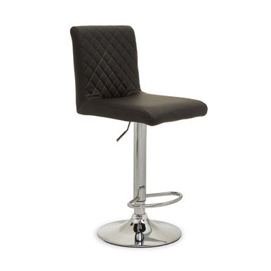 Orsina Baina Black PU Leather Bar Stool with Chrome Round Base