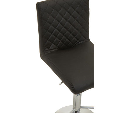 Orsina Baina Black PU Leather Bar Stool with Chrome Round Base