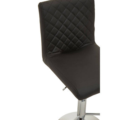 Orsina Baina Black PU Leather Bar Stool with Chrome Round Base