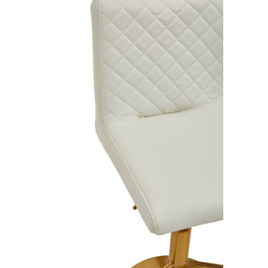 Orsina Baina White PU Leather Bar Stool | Gold Swivel Round Base