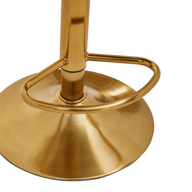 Orsina Baina White PU Leather Bar Stool | Gold Swivel Round Base