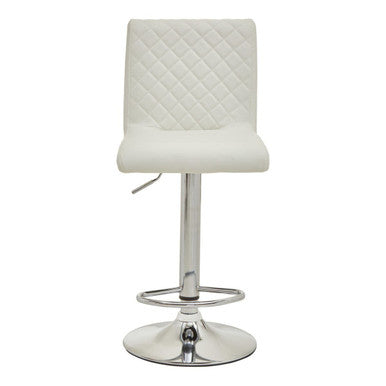 Orsina Baina White PU Leather Bar Stool with Chrome Round Base