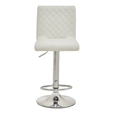 Orsina Baina White PU Leather Bar Stool with Chrome Round Base
