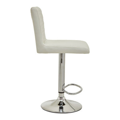 Orsina Baina White PU Leather Bar Stool with Chrome Round Base