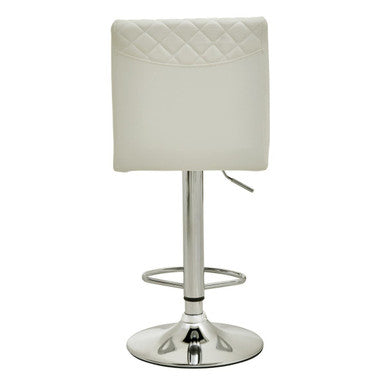 Orsina Baina White PU Leather Bar Stool with Chrome Round Base