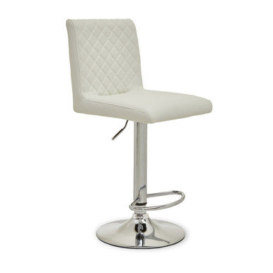 Orsina Baina White PU Leather Bar Stool with Chrome Round Base