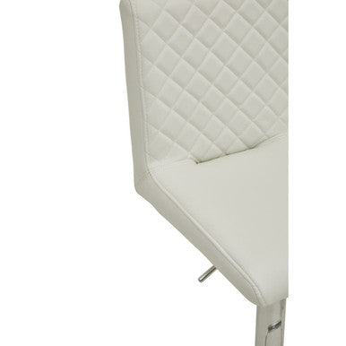 Orsina Baina White PU Leather Bar Stool with Chrome Round Base