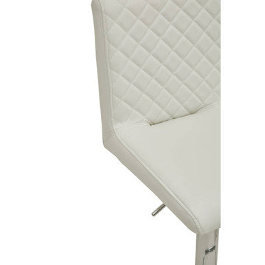 Orsina Baina White PU Leather Bar Stool with Chrome Round Base