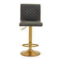 Orsina Baina Swivel Bar Stool | Tufted Grey PU Leather & Gold Base