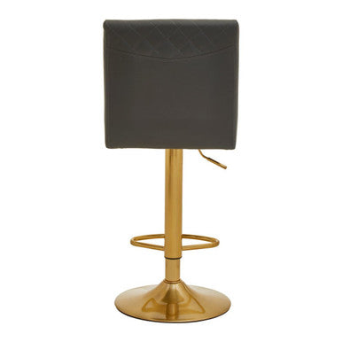 Orsina Baina Swivel Bar Stool | Tufted Grey PU Leather & Gold Base