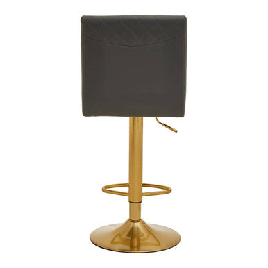 Orsina Baina Swivel Bar Stool | Tufted Grey PU Leather & Gold Base