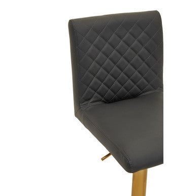 Orsina Baina Swivel Bar Stool | Tufted Grey PU Leather & Gold Base