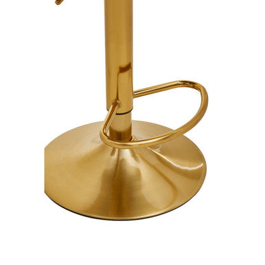 Orsina Baina Swivel Bar Stool | Tufted Grey PU Leather & Gold Base