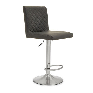 Orsina Baina Dark Grey PU Leather Swivel Bar Stool with Chrome Base