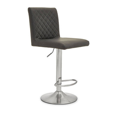 Orsina Baina Dark Grey PU Leather Swivel Bar Stool with Chrome Base