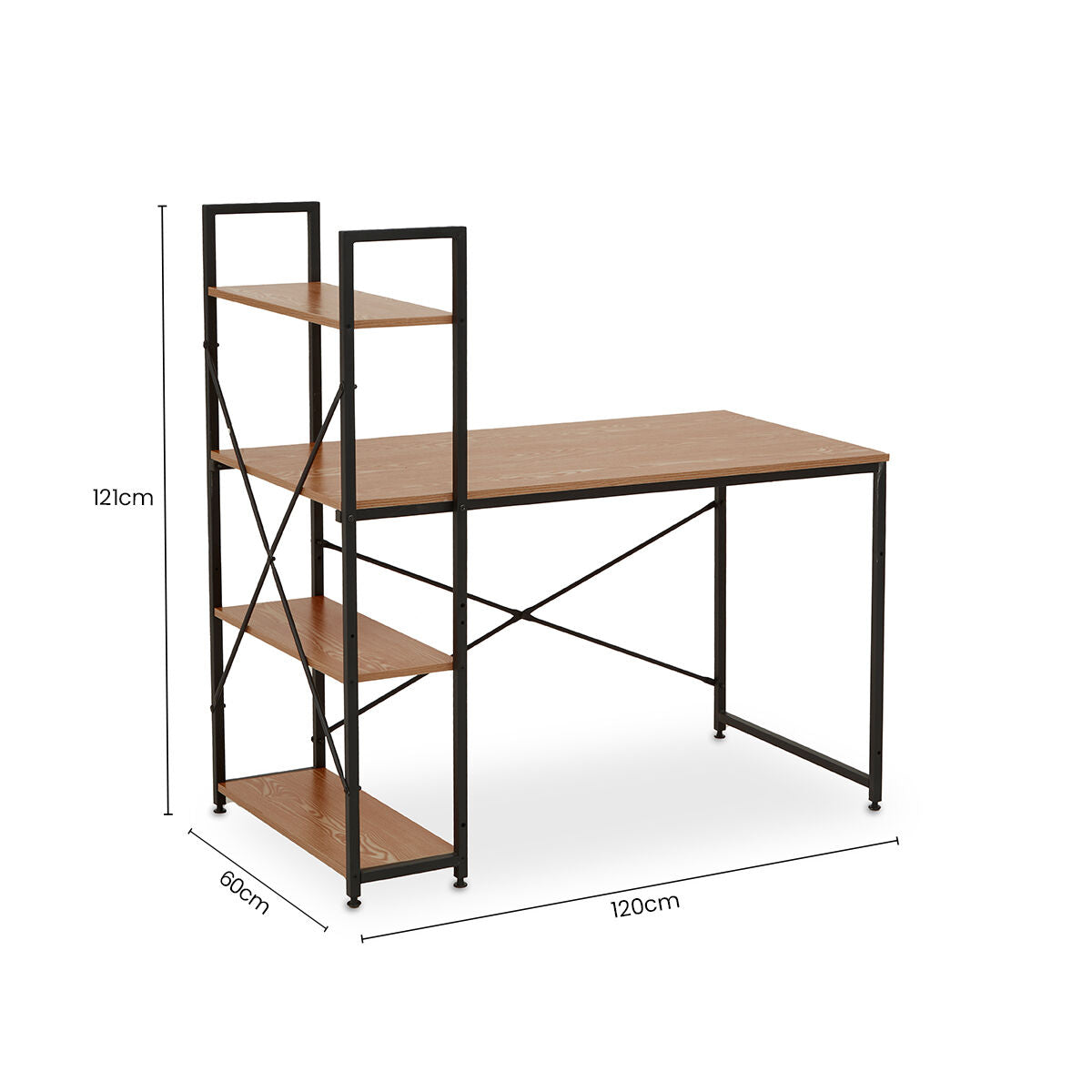 Orsina Laxton Red Pomelo Desk with Shelves – Modern Study Table