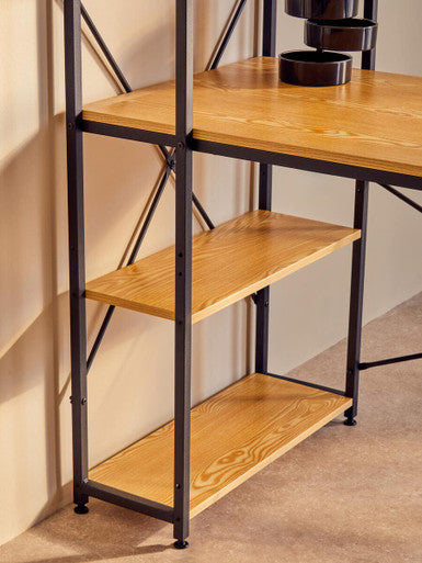 Orsina Laxton Light Oak Effect Desk with Shelves | Modern Home Office