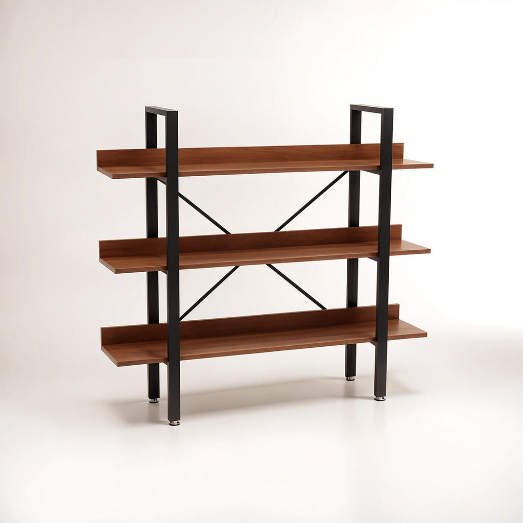 Orsina Laxton 3-Tier Ladder Shelf – Red Pomelo Wood & Black Frame