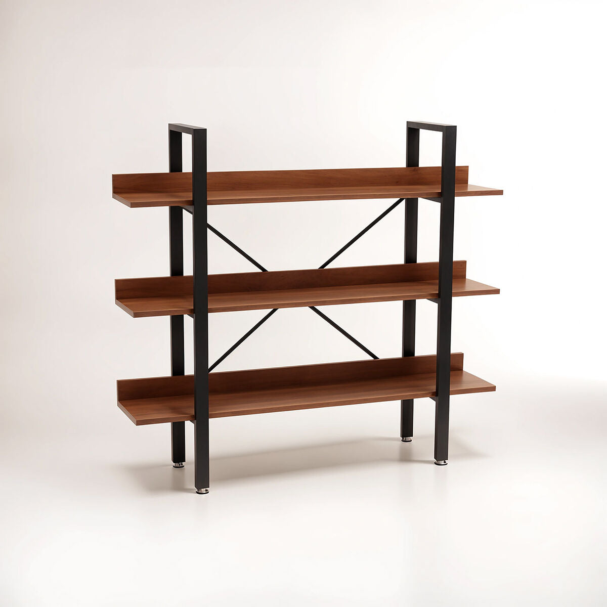 Orsina Laxton 3-Tier Ladder Shelf – Red Pomelo Wood & Black Frame