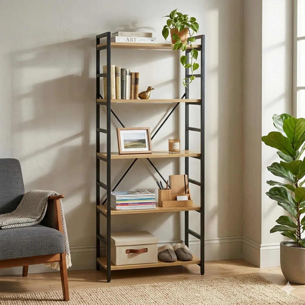 Orsina Laxton 5 Tier Ladder Shelf – Light Oak Effect Display Unit