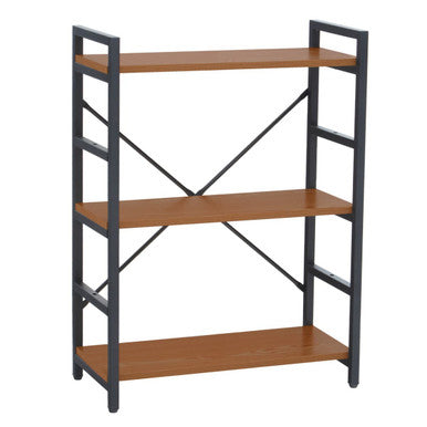 Orsina Laxton 3-Tier Ladder Shelf – Red Pomelo Wood & Metal Frame
