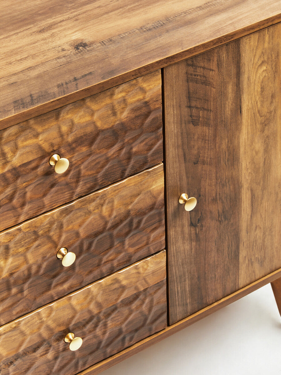 Orsina Frida Wood Veneer Sideboard – 2-Door 3-Drawer Storage Cabinet
