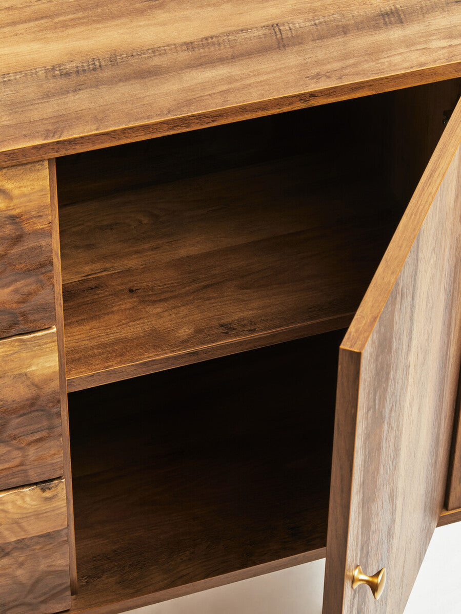 Orsina Frida Wood Veneer Sideboard – 2-Door 3-Drawer Storage Cabinet
