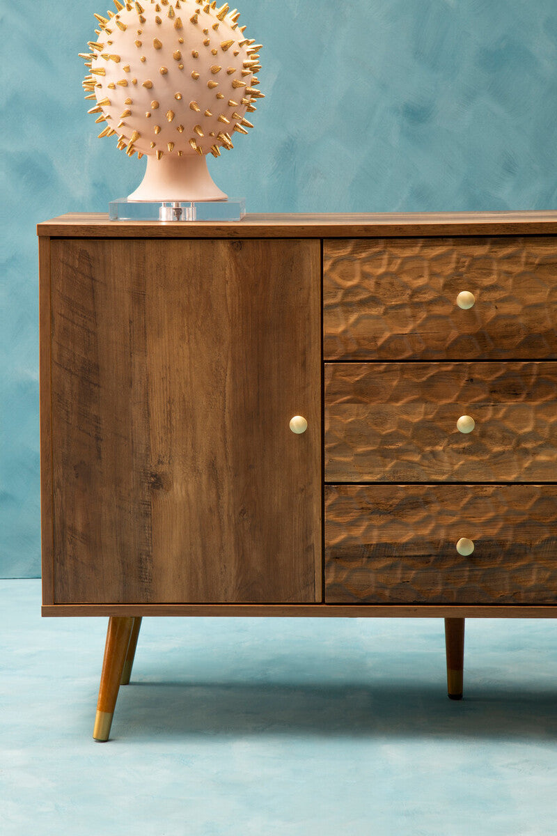 Orsina Frida Wood Veneer Sideboard – 2-Door 3-Drawer Storage Cabinet