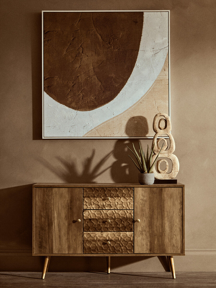 Orsina Frida Wood Veneer Sideboard – 2-Door 3-Drawer Storage Cabinet