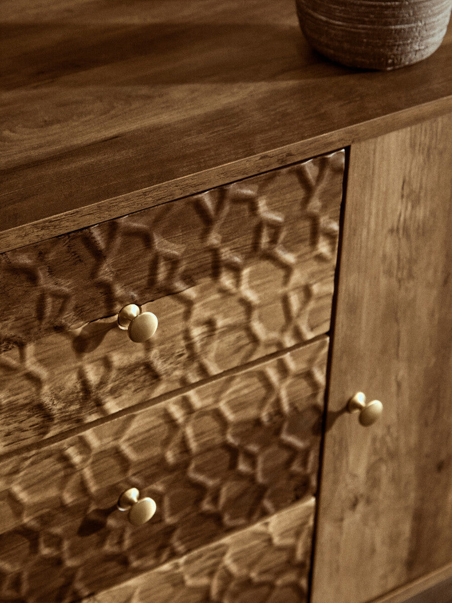 Orsina Frida Wood Veneer Sideboard – 2-Door 3-Drawer Storage Cabinet