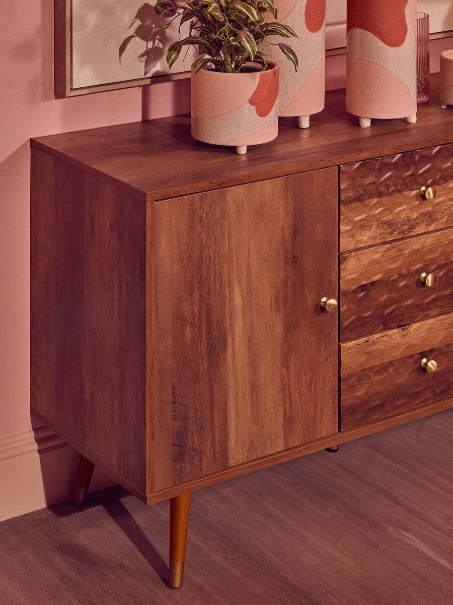 Orsina Frida Wood Veneer Sideboard – 2-Door 3-Drawer Storage Cabinet