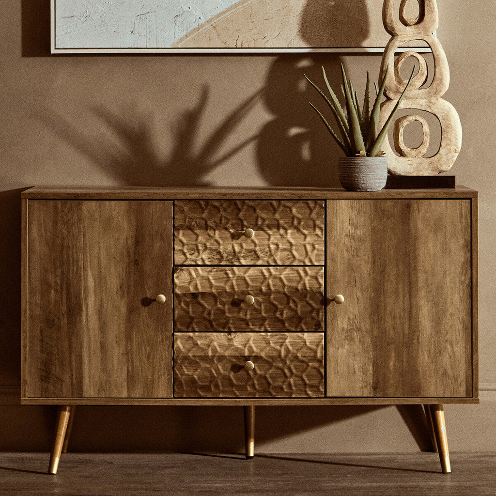 Orsina Frida Wood Veneer Sideboard – 2-Door 3-Drawer Storage Cabinet