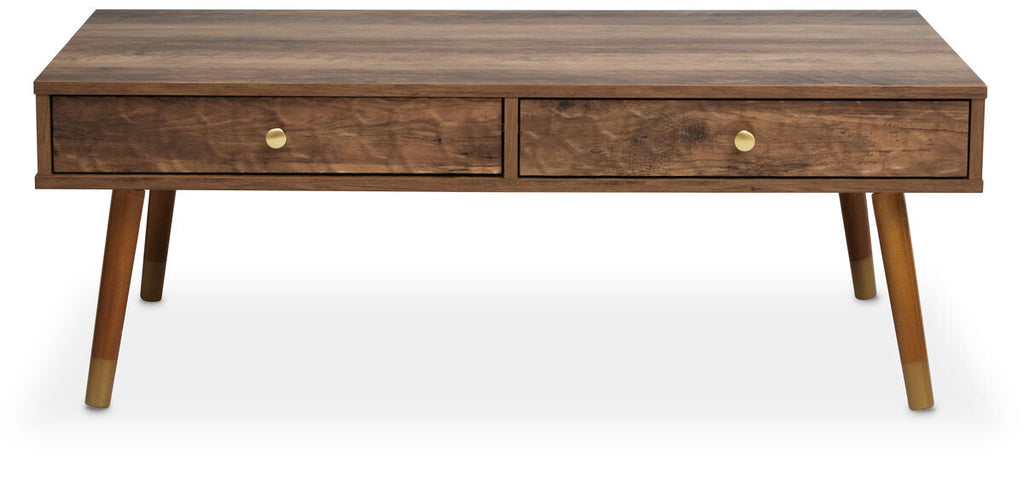 Orsina Frida Brown Wood Veneer Coffee Table with 2 Storage Drawers