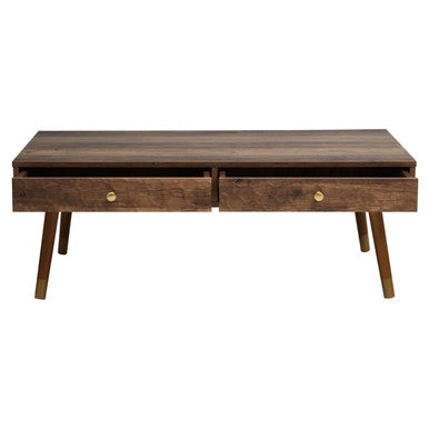 Orsina Frida Brown Wood Veneer Coffee Table with 2 Storage Drawers