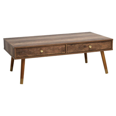 Orsina Frida Brown Wood Veneer Coffee Table with 2 Storage Drawers