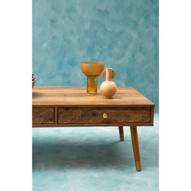 Orsina Frida Brown Wood Veneer Coffee Table with 2 Storage Drawers