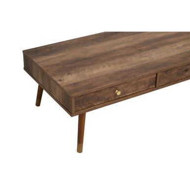 Orsina Frida Brown Wood Veneer Coffee Table with 2 Storage Drawers