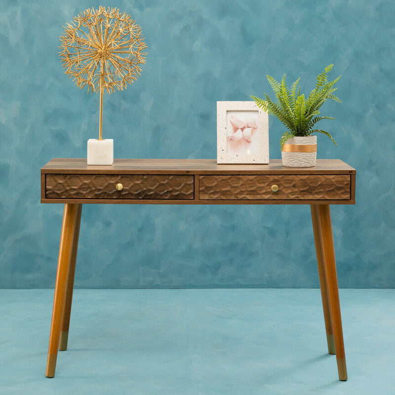Orsina Frida Console Table – Brown Wood Veneer with 2 Storage Drawers